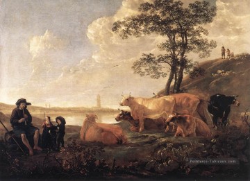  pittore Tableaux - Paysage près de Rhenen paysage de campagne peintre Aelbert Cuyp